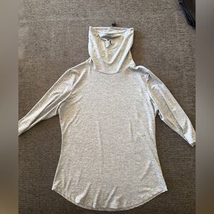 Gray Hooded Long Sleeve Shirt